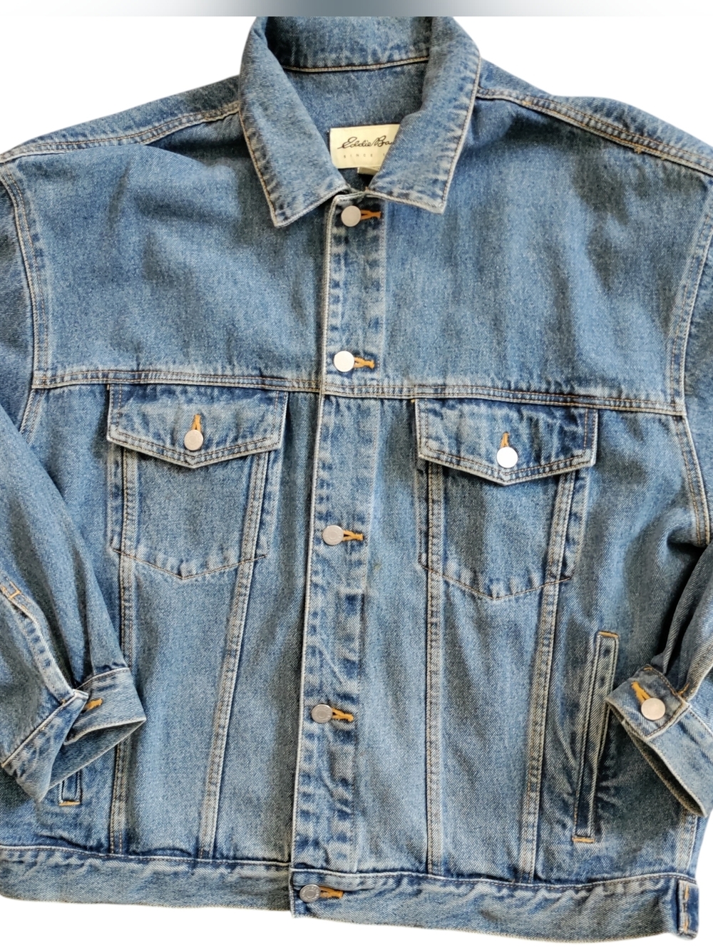 Vintage Eddie Bauer Denim Trucker Jacket Blue Jean Classic Button